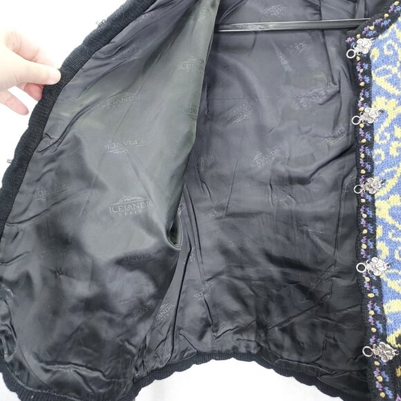 Icelandic Design Edelweiss Cardigan Wool floral Lined Jacket Metal Clasp VTG - Picture 7 of 13